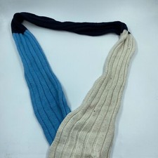 Ralph Lauren Polo Jeans Co. Scarf Blue White One Size Long Fleece Acrylic