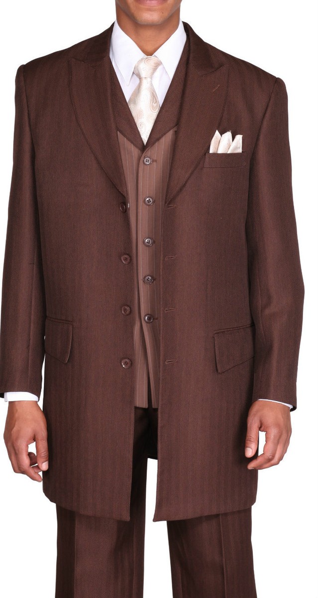【CHIN MENS】 BROWN ZOOT SUIT / JACKET Men's Unique Designed, Zoot suit,3 piece With Matching Vest
