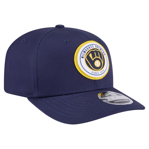 Men's New Era Navy Milwaukee Brewers Circle Patch 9SEVENTY Stretch-Snap Hat - Bild 3 von 6