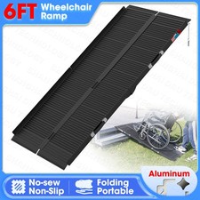 6ft Aluminum Multi-Folding Wheelchair Ramp Scooter Mobility Portable Ramp Black