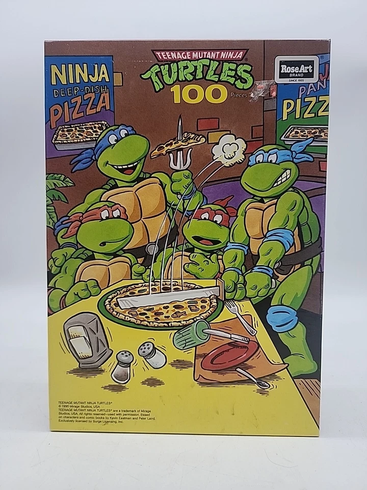 1990 TMNT Teenage Mutant Ninja Turtles Vtg Puzzle Ninja Pizza Complete In Box - Image 2 of 4