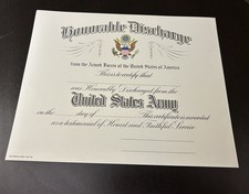 U.S. ARMY HONORABLE DISCHARGE CERTIFICATE, DD FORM 256A, 1 MAY 50, UNUSED