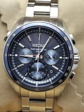 Seiko Brightz 8B82-0AN0 SAGA163 Chronograph Date Box Solar Mens Watch Auth Works
