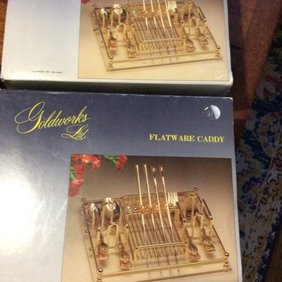 Gold works Flatware Caddy - Acrylic Base Buffet 10 ~ Vintage (2 of them)