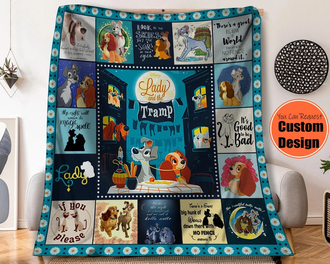 Fleece Blanket Funny  Lady And The Tramp Happy 9