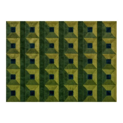 Handgefertigter neuseeländischer Wollteppich: Mid-Century Modern 3D Geometris...