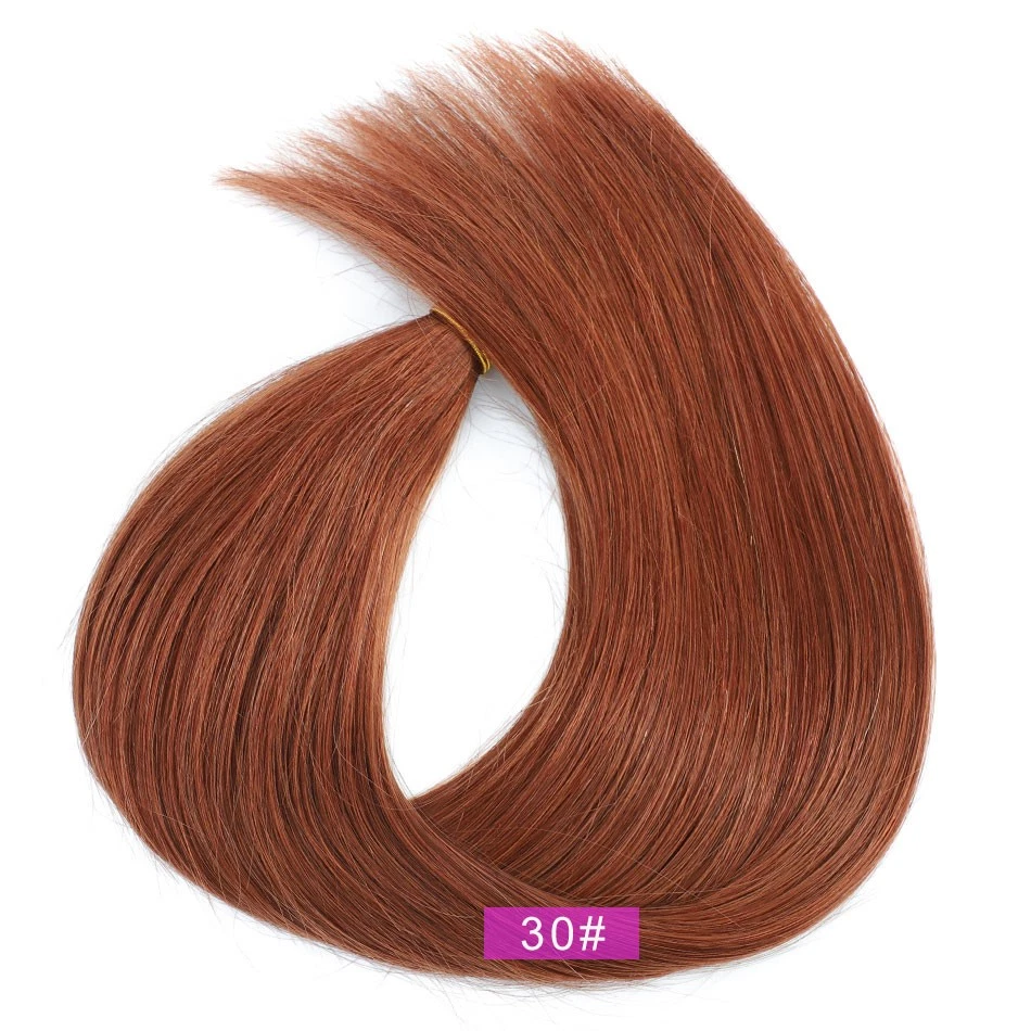24" castaño rojizo fino sin costuras 10A Remy Genius 100% cabello humano Remy trama cabello 100 g Foto 2 de 4