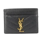 SAINT LAURENT YSL GHW Card Case BRS423291 Calfskin Leather Black