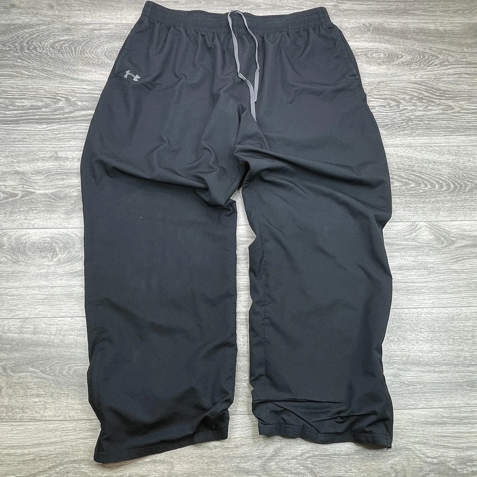 Under Armour Pants Mens 3XL Black HeatGear Track Warm Up Ankle Zips T239481 - Image 2 of 4