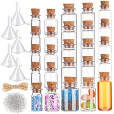 Mini Plastic Bottles with Corks Stoppers Eye Screws Funnels Small Potion Bott...