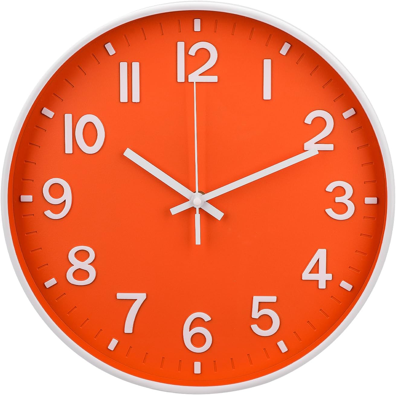 Wall Clock 12 Inch Orange Modern Simple Quartz Decorative Clock Non-Ticking Sile