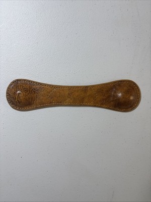 Leather Weighted Bookmark Page Holder Hands Free Reading  Light Brown EUC