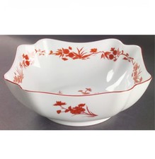 Vista Alegre Goa Red Asian Floral Bowl 9 Inch SQUARE SERVING VEGETABLE BOWL