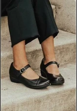 Dansko Fawna Mary Jane Shoes Women Size 9.5 EU 40 Black  Nappa Leather