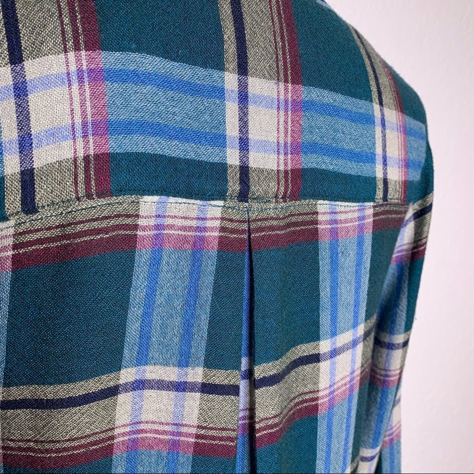 Anthropologie Akemi + Kin Lucie blue green plaid button down tunic size XS image 9