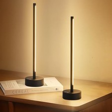 Cordless LED Table Lamp Set of Two, Battery Operated Portable Black 2 pack