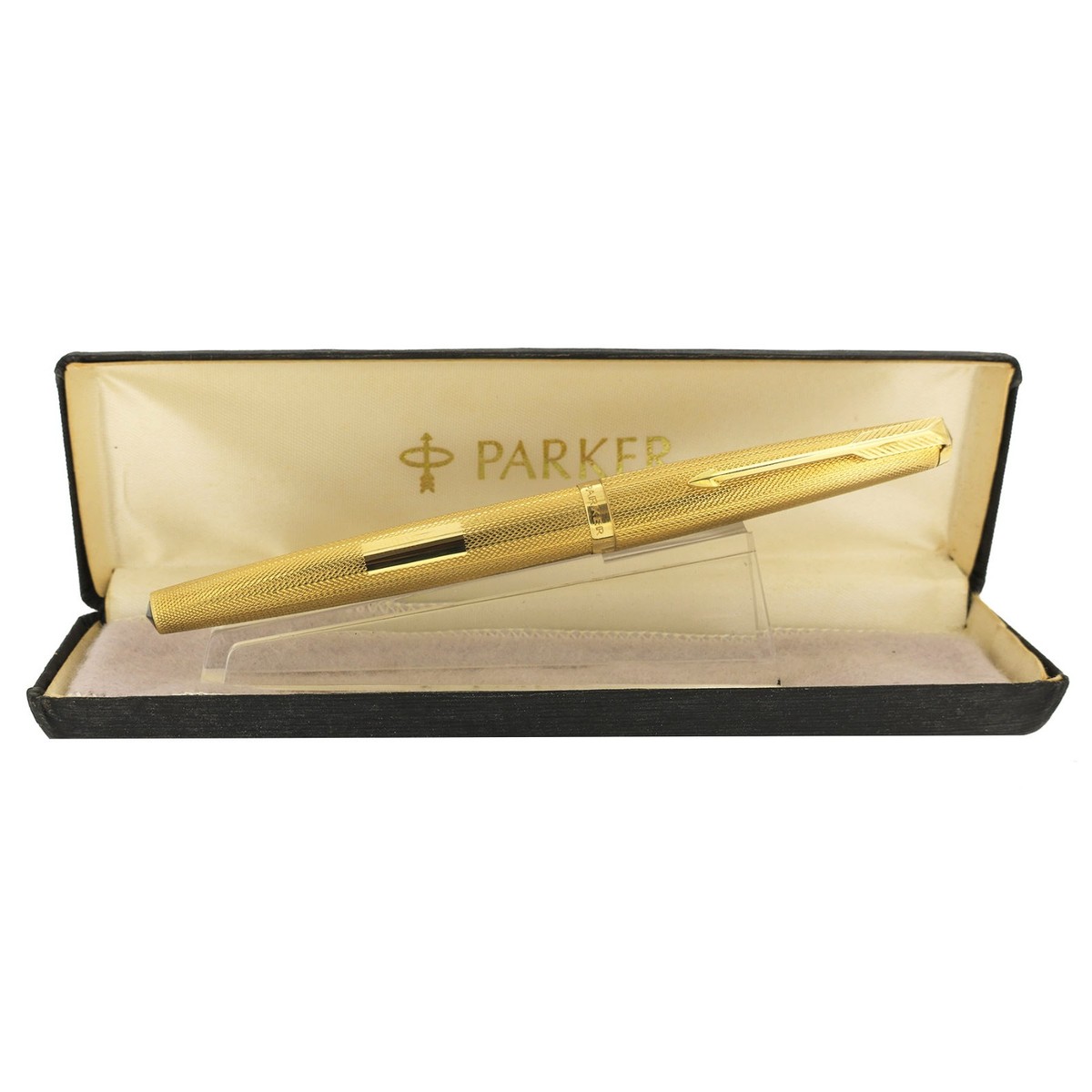 RARE 18K SOLID GOLD 1976 PARKER 61 PRESIDENTIAL BARLEY PATTERN