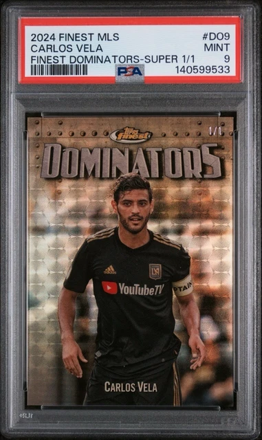 CARLOS VELA 1/1 SUPERFRACTOR PSA 9 2024 TOPPS FINEST MLS DOMINATORS ONE OF ONE