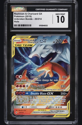 Reshiram & Charizard-GX graded CGC 10 for sale on eBay