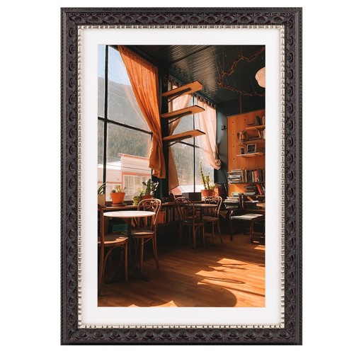 13X19 Ornate Finish Photo Frame with White Mat for 11X17 Picture Real ...