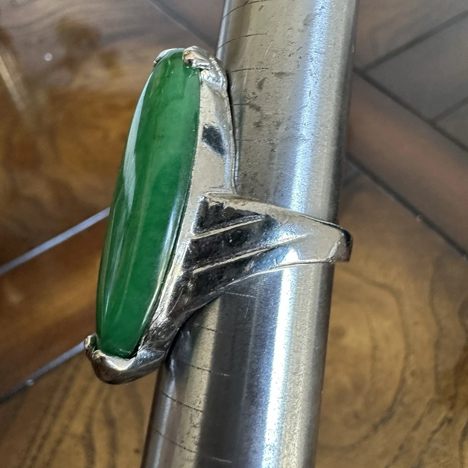 Винтажный заявление кольцо женский размер 7,75 зеленый авантюрин камень кабина сплава металла - Изображение 3 из 4