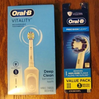 Oral B Vitality Rechargeable Toothbrush with 3 extra Interchangeable brush heads