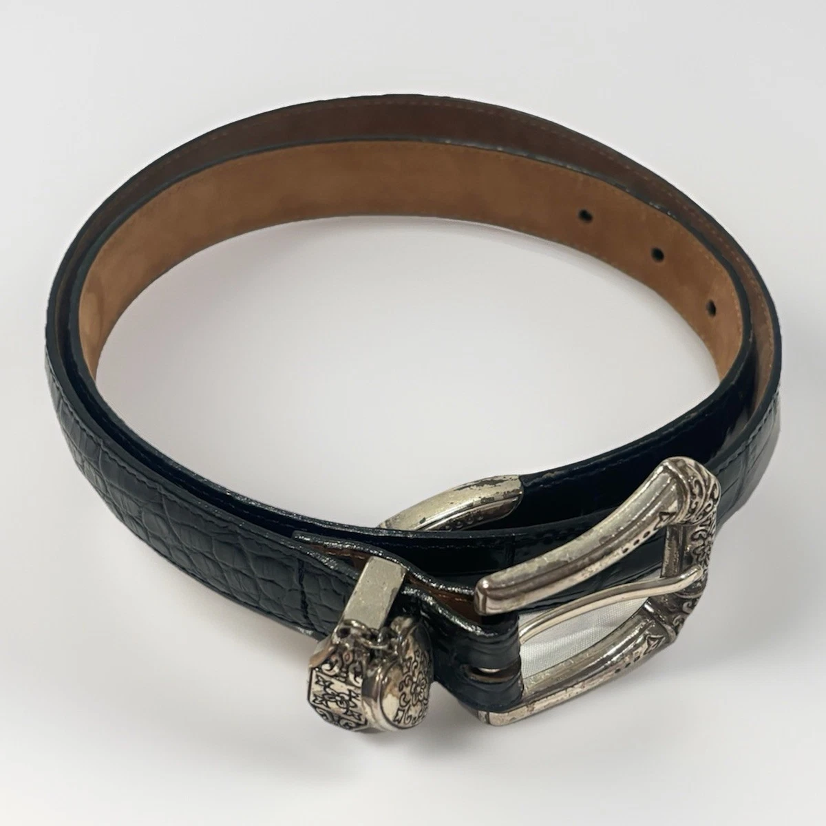 (H) Vintage Women\'s Brown Belt, Textured Weave, Genuine Leather Lined, Size M Brown Leather Textured Belts for Women for sale | eBay main image 2
