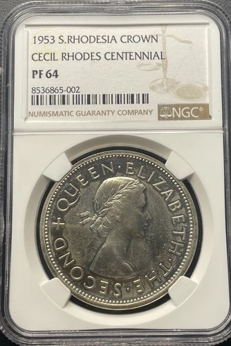 1953 proof crown Southern Rhodesia Elizabeth II Silver coin NGC PF64 