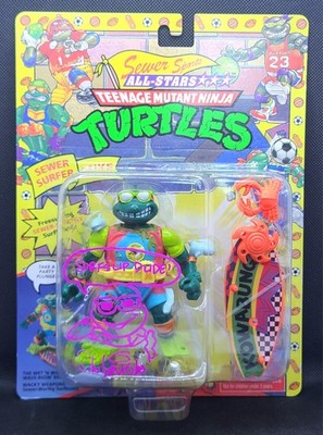 Playmates. TMNT Teenage Mutant Ninja Turtles Sewer Surfer Michelangelo SIGNED 