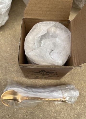 7 piece Gold platedDecorative Tea Spoon and Holder Set -Home Decor /Gift - Picture 7 of 9