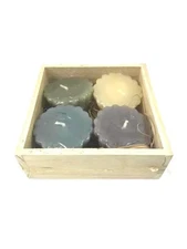 Lot of 4 Dayton Hudson Scalloped Edge Floating Candles Sealed in Wood Box