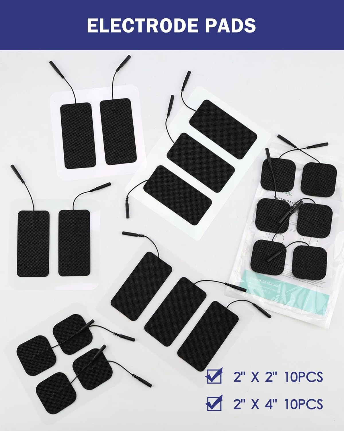 TENS Unit Replacement Pads,  Reusable Self-Adhesive Electrodes Pads 20 Packs 2X2