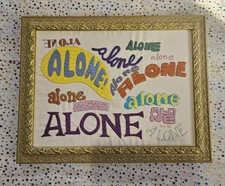 Hand Embroidered and Framed SpongeBob Squarepants Inspired Alone Meme Wall Art