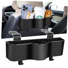 Carbon Fiber Backseat Car Organizer with Cup Holder - Multifunctional Back 1