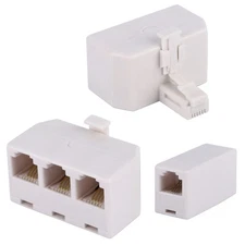 2+1Pack 2pcs Phone Jack Splitter RJ11 6P4C Male to Females and 1pc Phone Line...