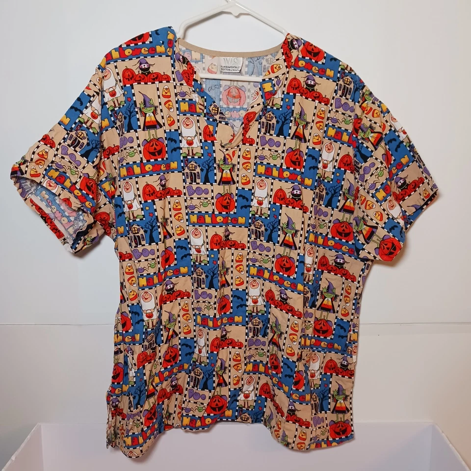 Blusa Médica Estampada Completa White Swan Hallowen para Mujer Talla XL Foto 2 de 4