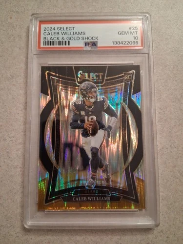 2024 Select Caleb Williams Premier Black and Gold Prizm Shock RC #114 PSA 10