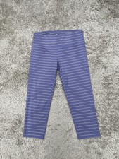 Athleta Leggings Womens Medium Purple Gray Striped Capri Cropped Yoga Pants