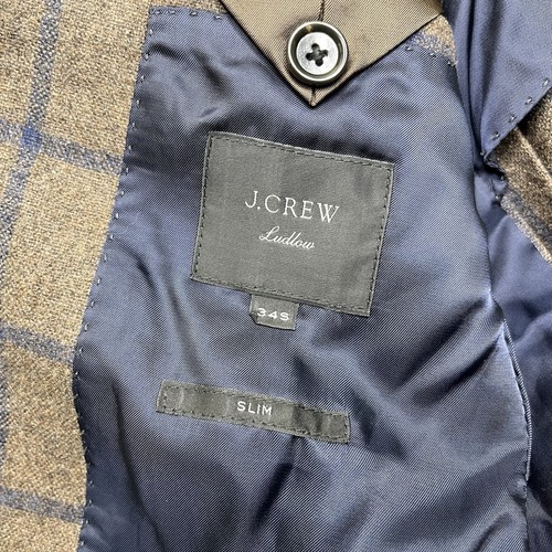 J.Crew Ludlow Thick Windowpane Wool Blend Suit Mens Size 34S Slim 32Wx30L Brown - Picture 11 of 24