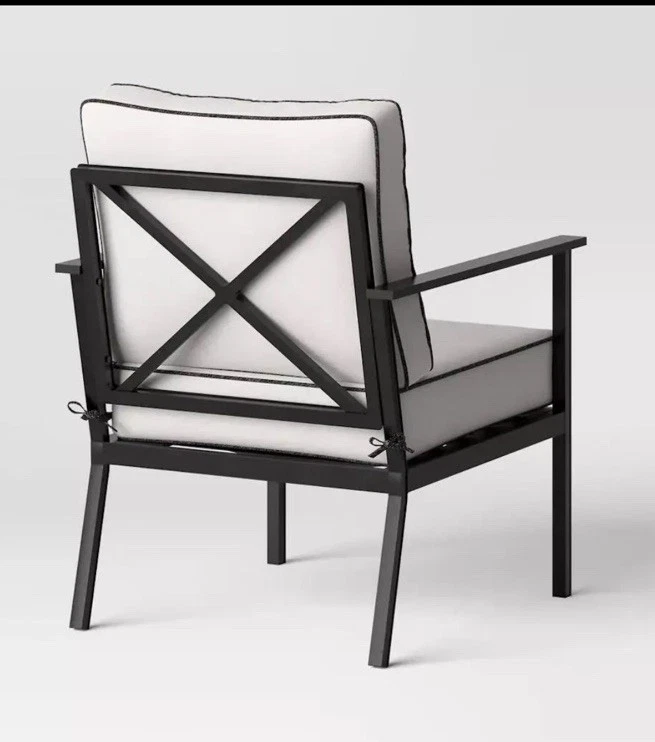 Juego de conversación de patio exterior de aluminio de 2 piezas Searsburg - negro (umbral) Foto 2 de 4