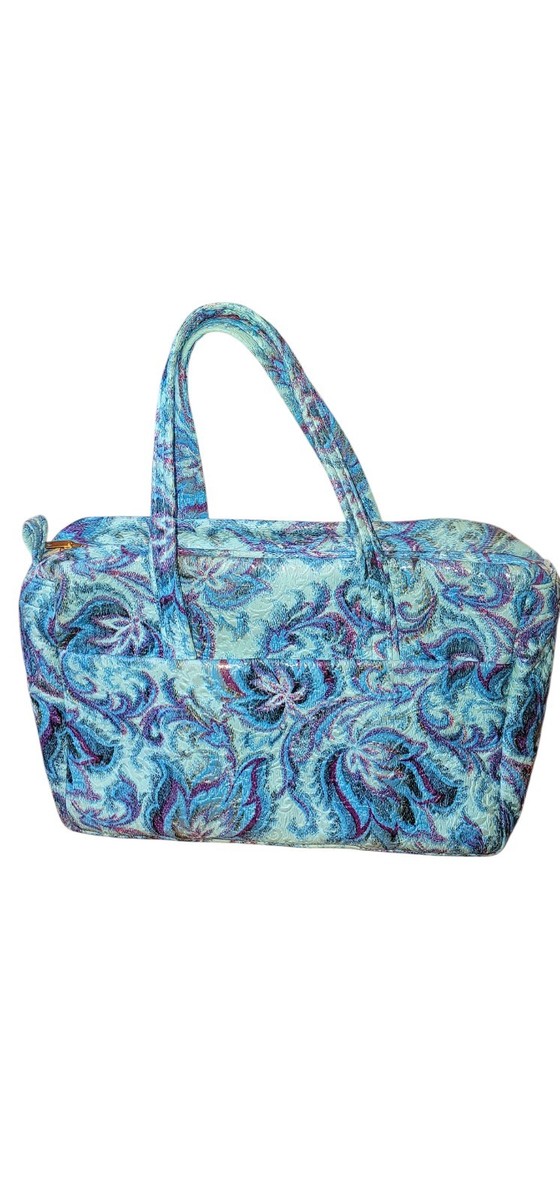 Gorgeous Vintage Retro Blue Floral And Paisley Handbag | eBay