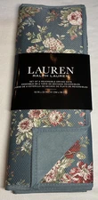 RALPH LAUREN KITCHEN DRYING MATS BLUE RED FLOWERS (2) REVERSIBLE GRAY16 X 22 NIP