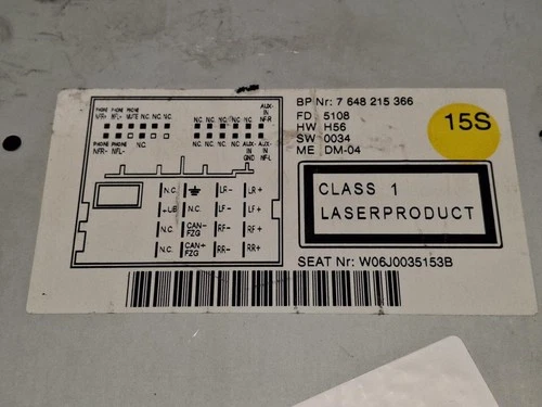 W06J0035153B Sistema Audio/Radio Cd para SEAT IBIZA BERLINA (6J5) 2009 131429 - Imagen 3 de 4