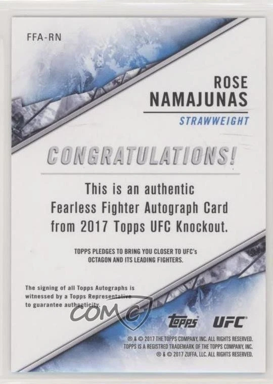 2017 Topps UFC Knockout Fearless Fighter Auto /35 Rose Namajunas #FFA-RN Auto - Image 2 of 2