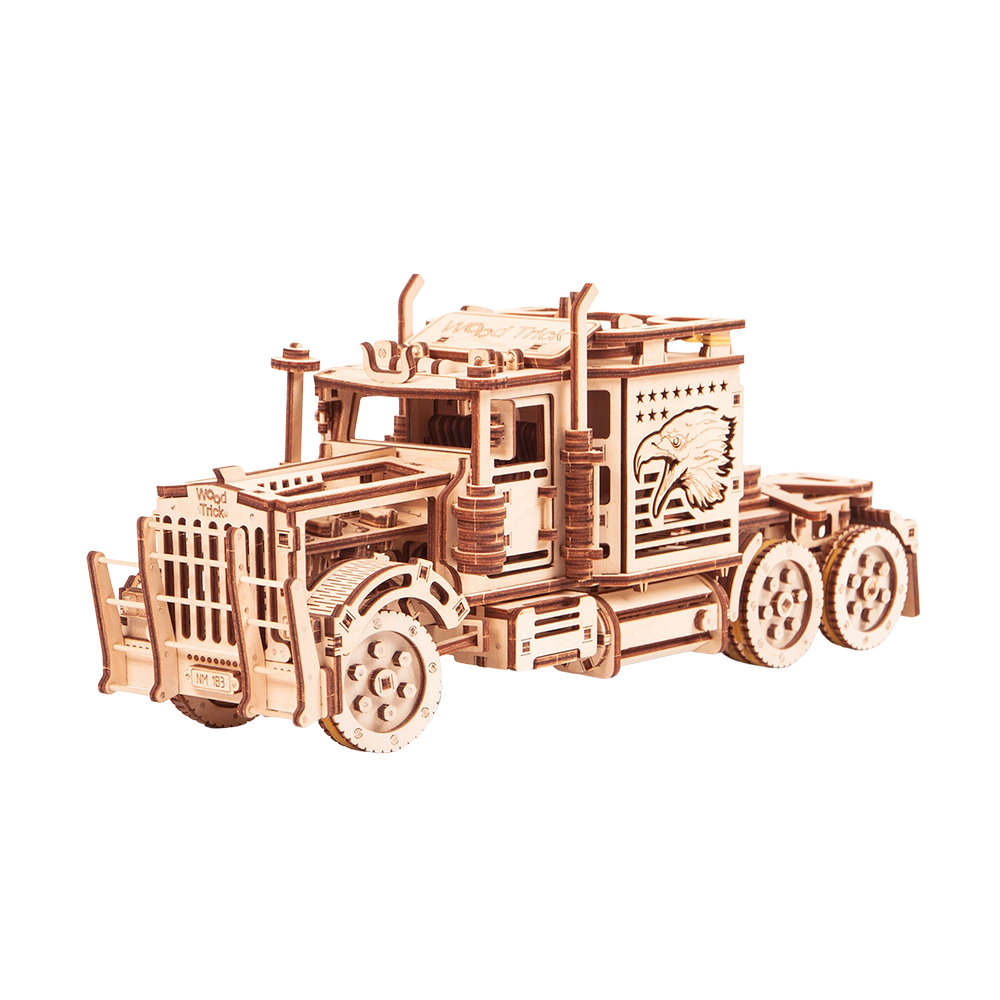 Wood Trick Big Rig Semi Truck Wooden 3d Mechanical Model Kit
