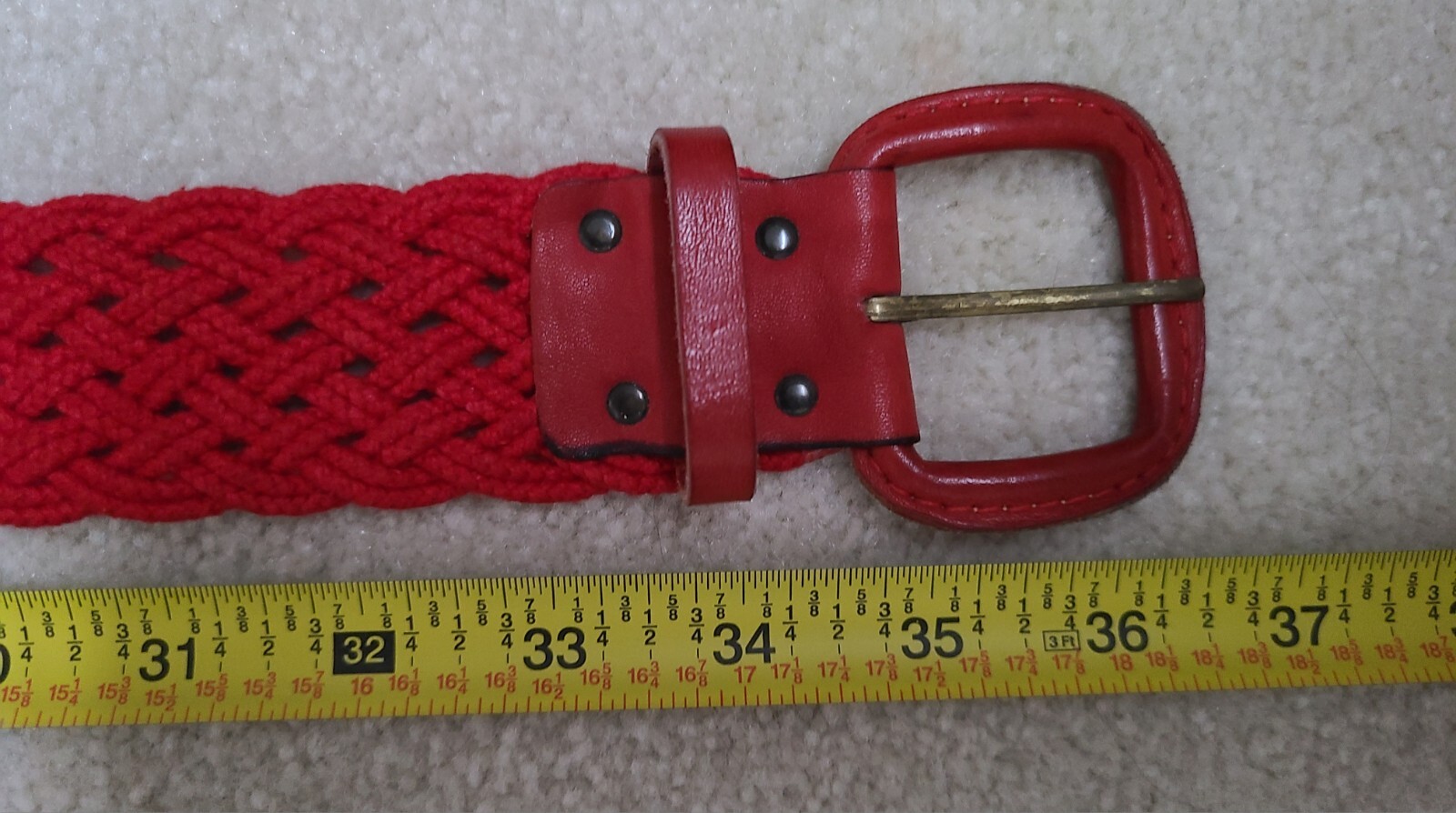 Vintage Red Woven Braided Belt Womens 36 Inches - image 12