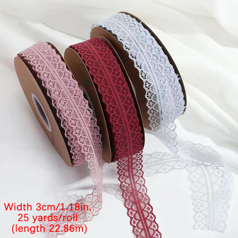 Lace Trim Ribbon 3cm Wide Vintage Pattern Roll Ribbons 25 Yards Crafts