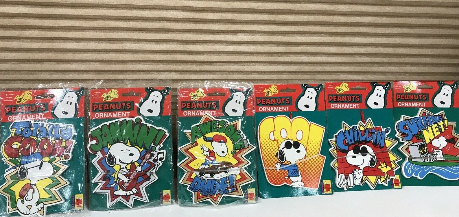 Vintage Lot Of 6 Flat Wooden Peanuts Snoopy Christmas Ornaments By Kurt Adler Ebay