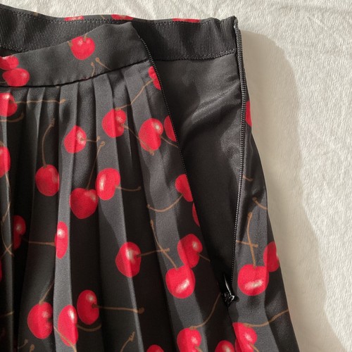J.Crew Skirt Size 4 Red Cherry Print Pleated High Waisted Midi Dressy Casual - Picture 16 of 16