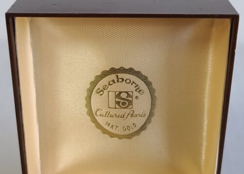 14K Yellow Gold 8mm Seaborne Cultured Pearl Stud Earrings Orig. Box Vintage - Picture 5 of 7